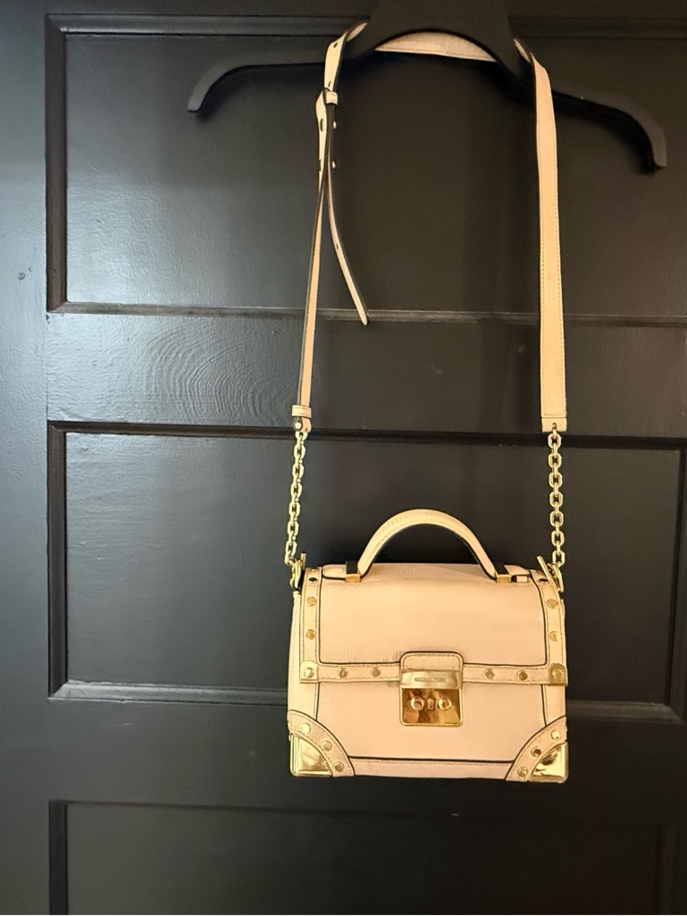 Michael Kors leather trunk style- light pink Crossbody Bag with Gold Hardware